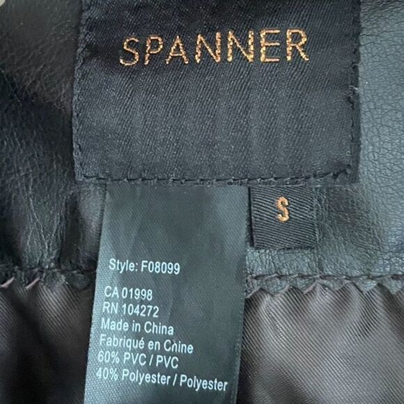 SPANNER Faux Leather Zip Front Moto Biker Jacket Dark Brown S - Picture 7 of 8